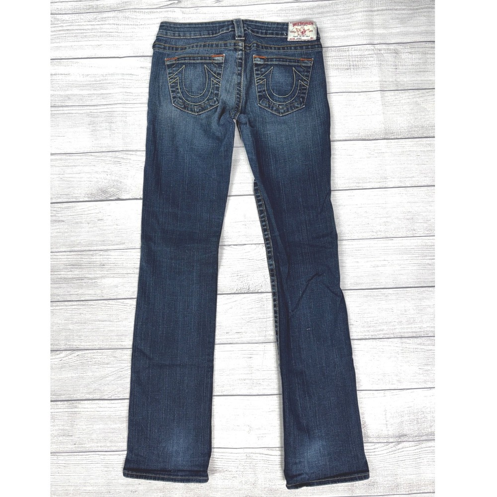 True Religion Womens Low Rise Bootcut Jeans Dark Wash Blue Size 29 Made in USA - Picture 7 of 11
